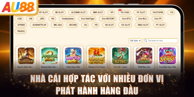 Nhà cái hợp tác với nhiều đơn vị phát hành hàng đầu